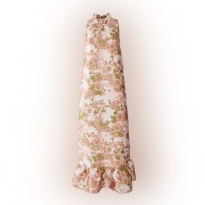 Floral Maxi Dress in Pink and Green